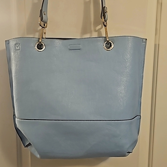 Calvin Klein's Reversible Tote, Brown/Lt. Blue, Goldtone Hardware - Picture 11 of 12